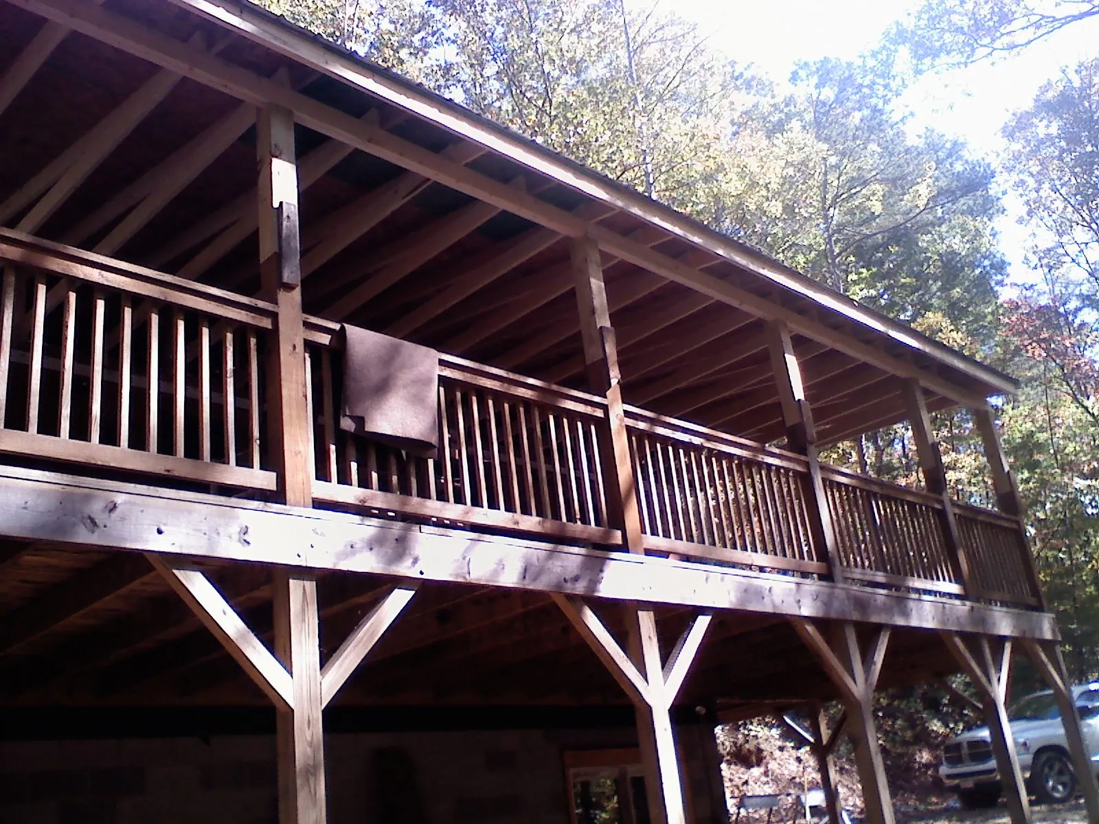 Timber framing under a new elevated porch and deck — Roof Leak Repair in Rayville by Roofing Brothers